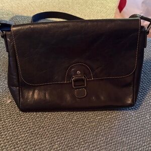 Classic Black Leather Shoulder Bag